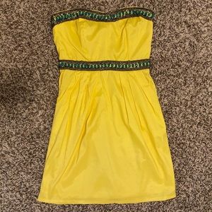 NWOT Greylin Yellow Mini Strapless Dress Size Small